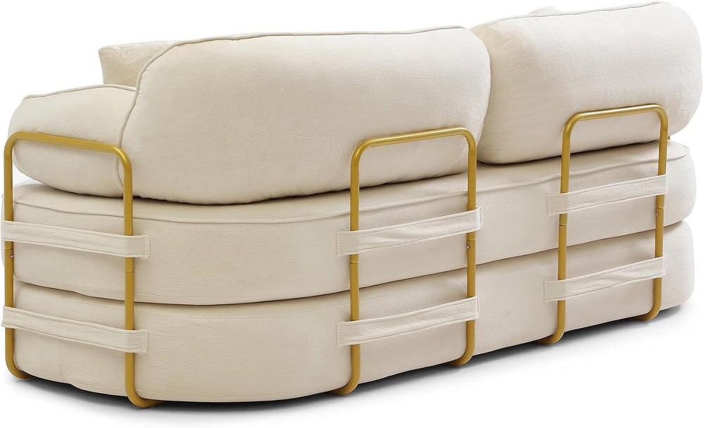 78” Convertible Sleeper Sofa Bed, High Back Plush Boucle Boneless Futon Loves...