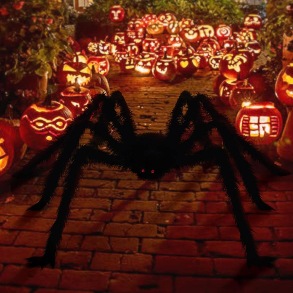 3 Pack Giant Spiders Halloween Decorations-10FT Giant Hairy Black Spider