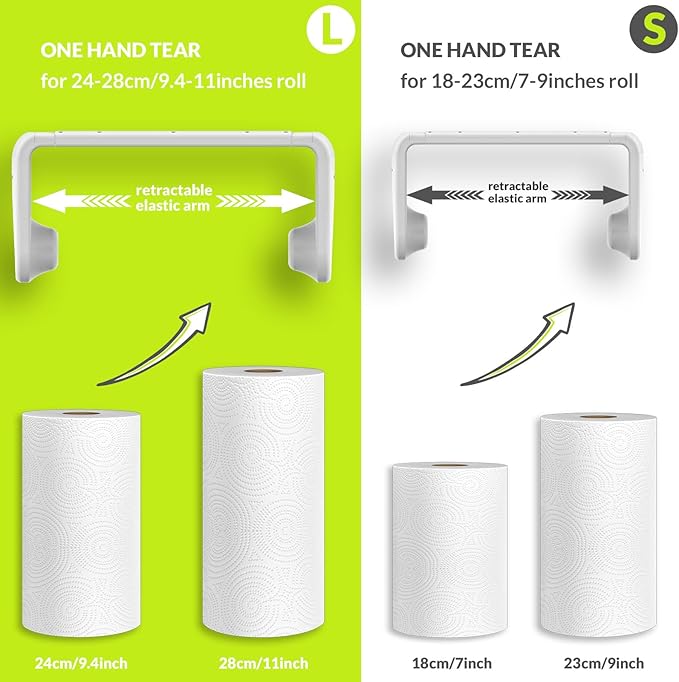 simpletome Paper Towel Holder Under Cabinet or Wall Mount ONE Hand Operation - Image 2