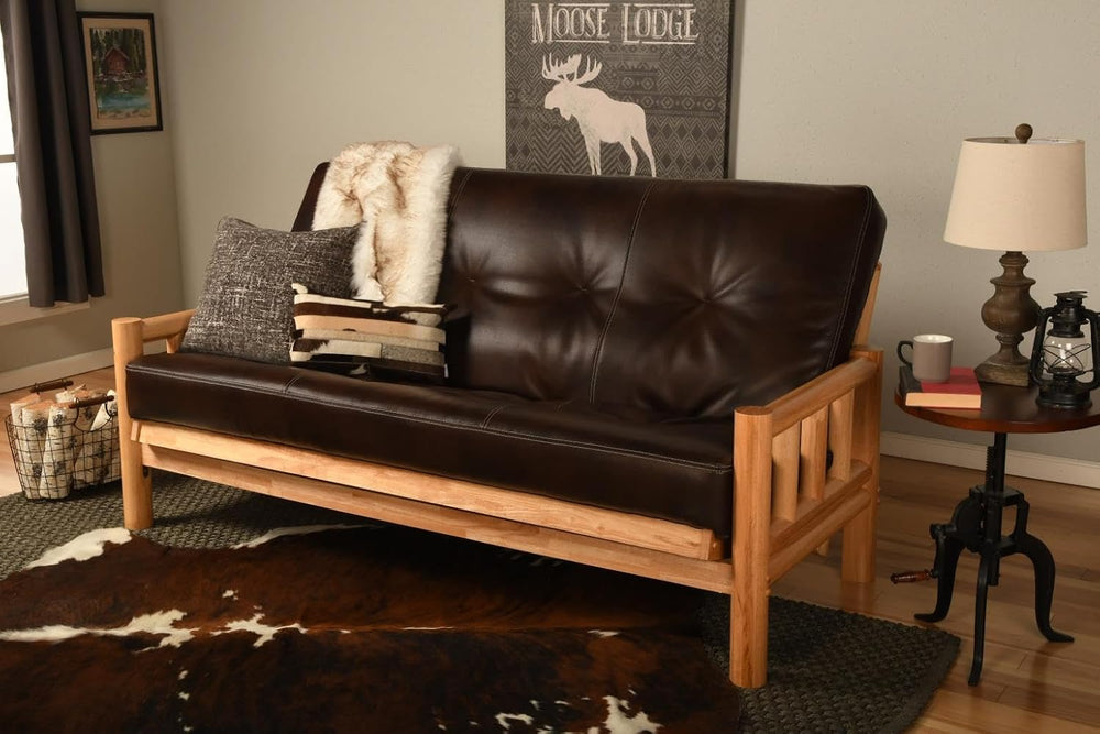Lodge Log Natural Full Size Futon Set