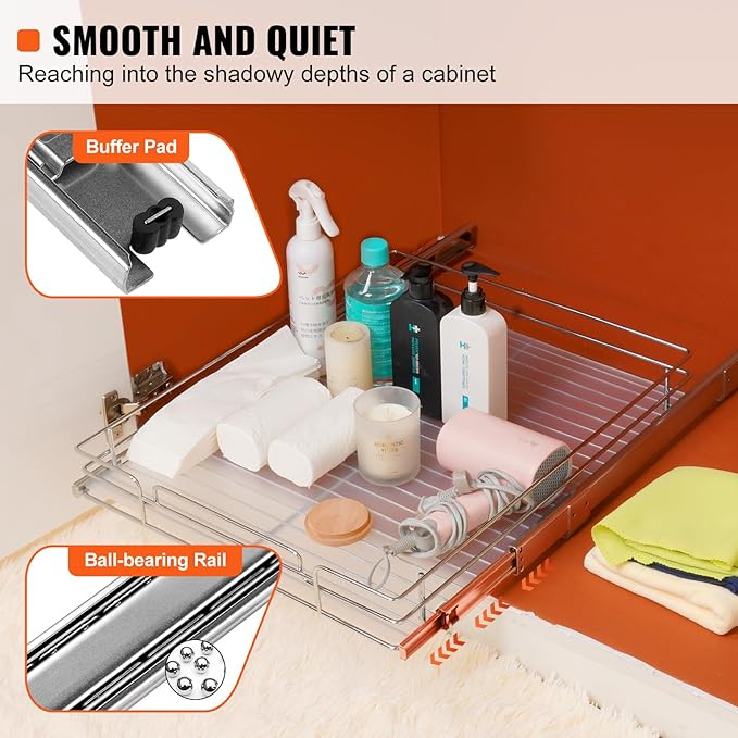 VEVOR 18.5"Wx21"Dx3.5"H Pull Out Cabinet Organizer, Heavy Duty Slide Out Pantry - Image 3