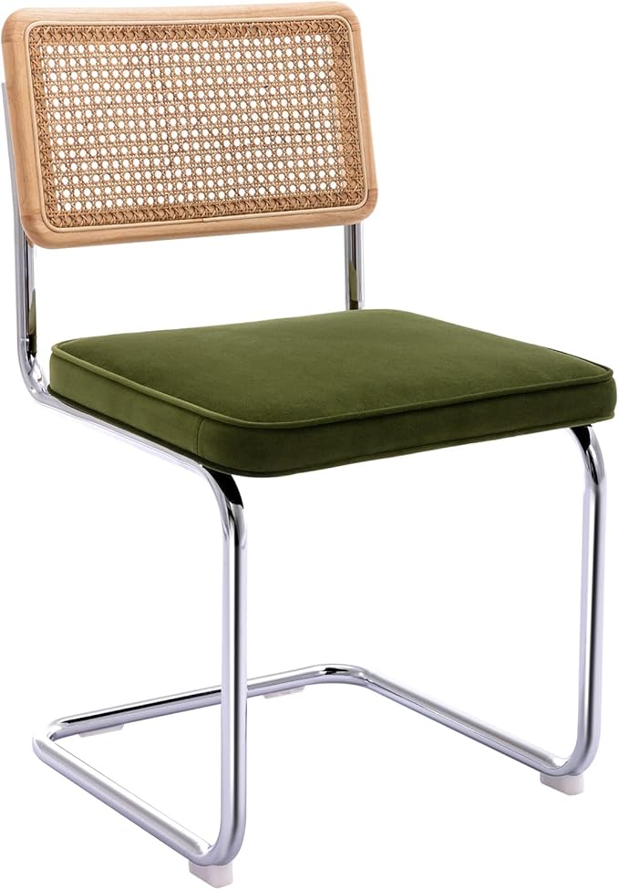 Zesthouse Natural Rattan Dining Chairs Set of 2, Olive Green Modern Kitchen C...