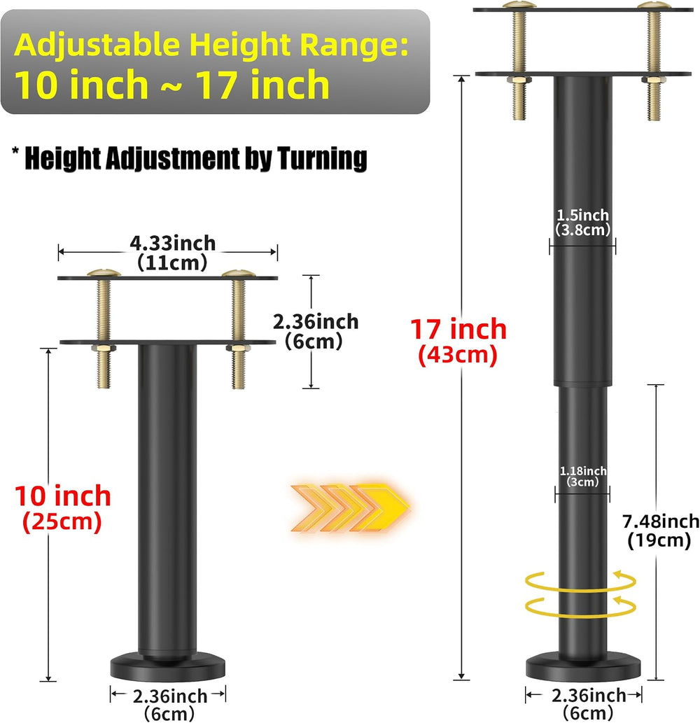 Wlrrcwdttc 4 Pcs Adjustable Height Bed Support Legs 10-17 inch, Bed Frame Cen...