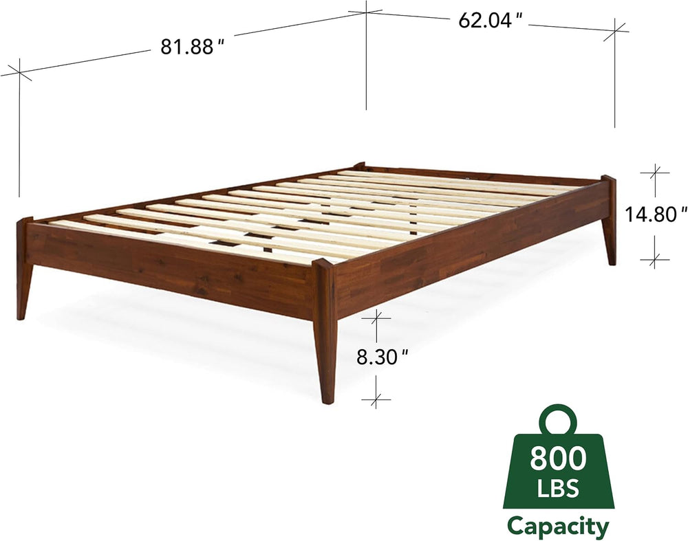 Bme Dinkee 15-Inch Solid Wood Queen Platform Bed Frame - Japanese Joinery, Mi...