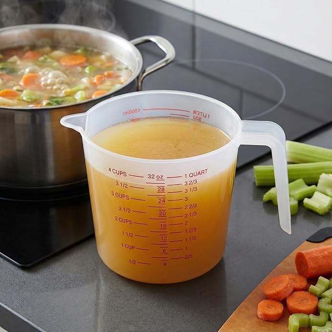 8 Pcs 4 Cup Capacity Plastic Measuring Cup, 32 Oz/1000 ml Clear Graduated - Image 7