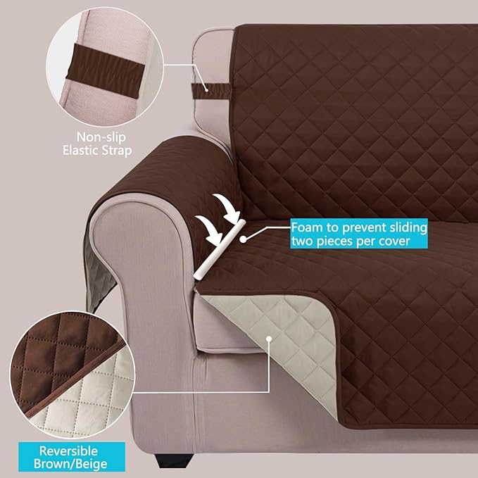 U-NICE HOME Reversible Oversized Chair Covers Quilted Water Repellent Pet - Image 3