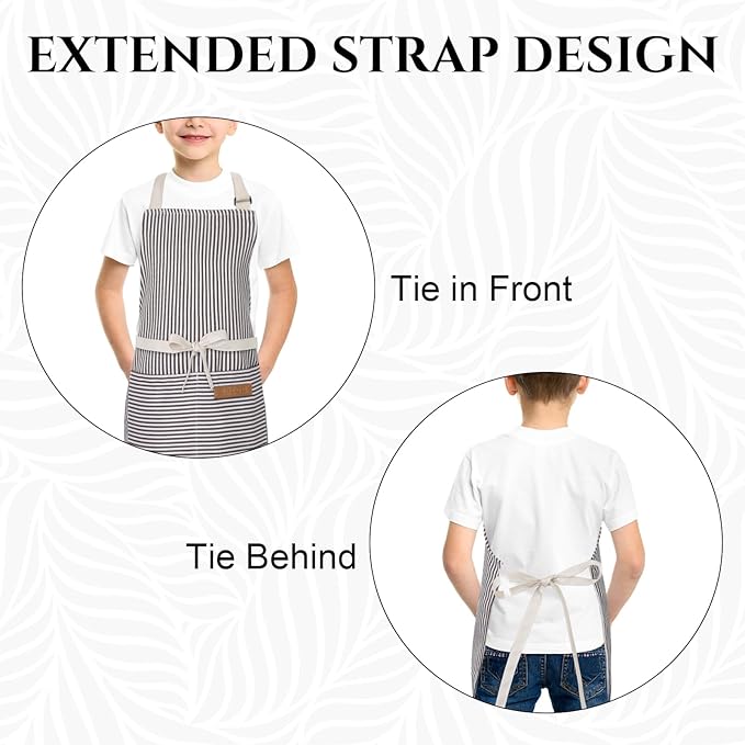 2 Pack Stripes Kids Apron, Kids Cooking Aprons - Image 5