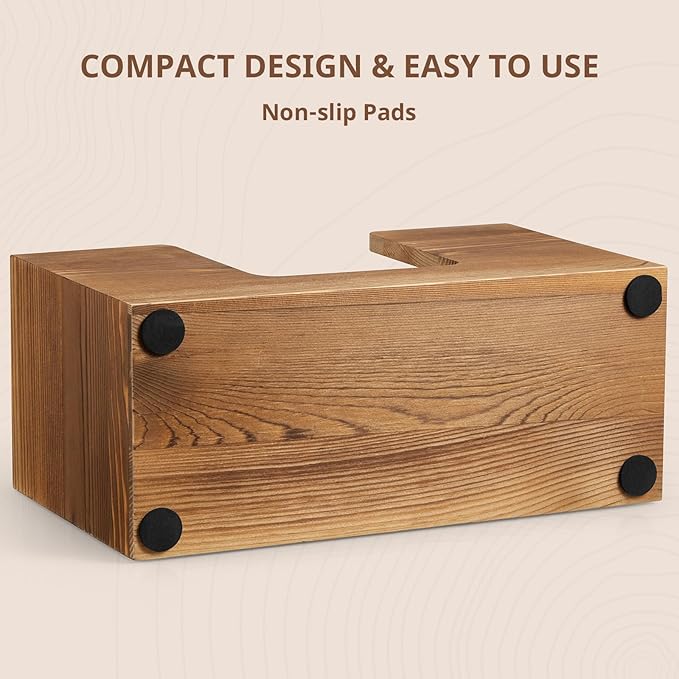 Paper Towel Dispenser Countertop, Burnt Wood Folded Paper Hand Towel Holder - Image 4