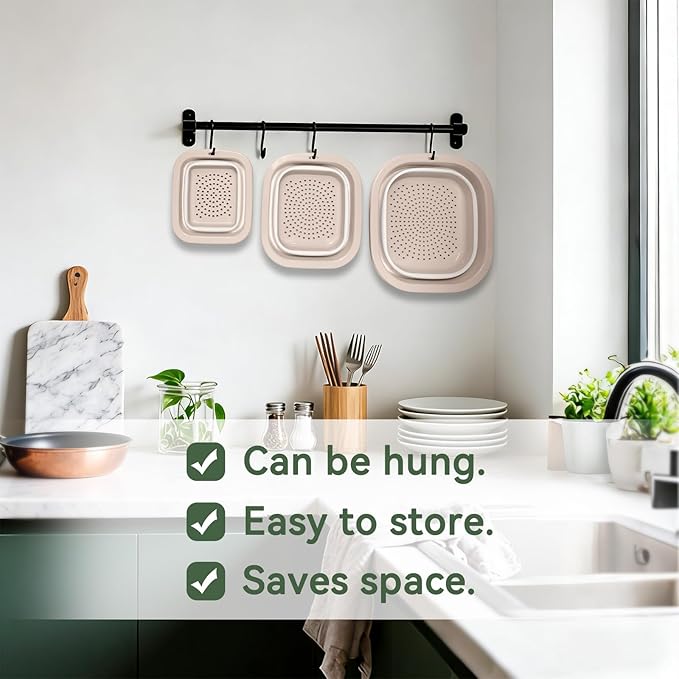 Collapsible Colander and Sink Basin Set - 2 in 1 Collapsible Colander Strainer - Image 8