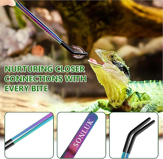 3 PACK Stainless Steel Reptile Feeding Tongs, 10.62" Straight &Curved Long - Image 6