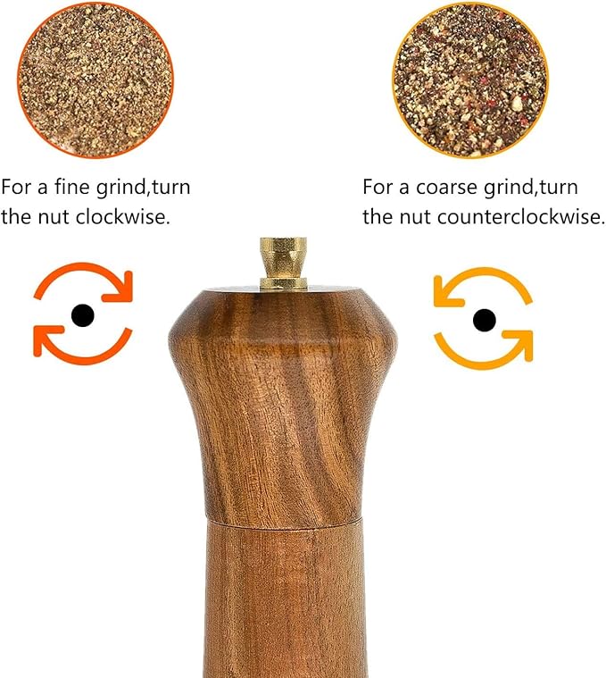 Wooden Salt and Pepper Grinder Set, Manual Salt and Pepper Mill, Acacia wood - Image 5