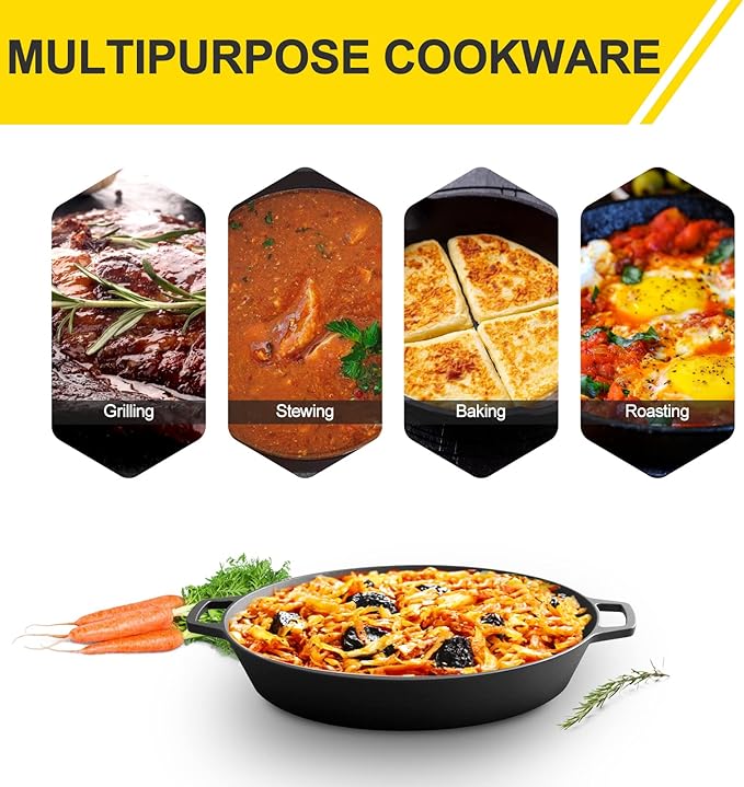 EDGING CASTING Pre-Seasoned Large Cast Iron Skillet 17 Inch, Dual Handle - Image 8