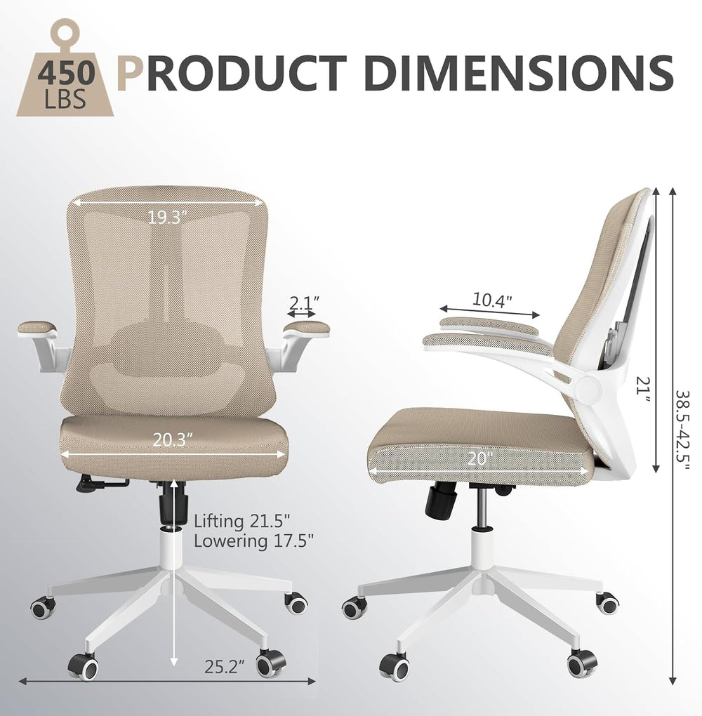 Ergonomic Office Chair with Lumbar Support, High Back Mesh Desk Chair with Fl...