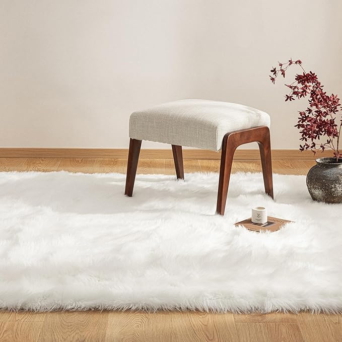 Ashler Faux Fur Rug, Fluffy Shaggy Area Rug Ultra Soft 5 x 7 Feet Rectangle Fur - Image 4