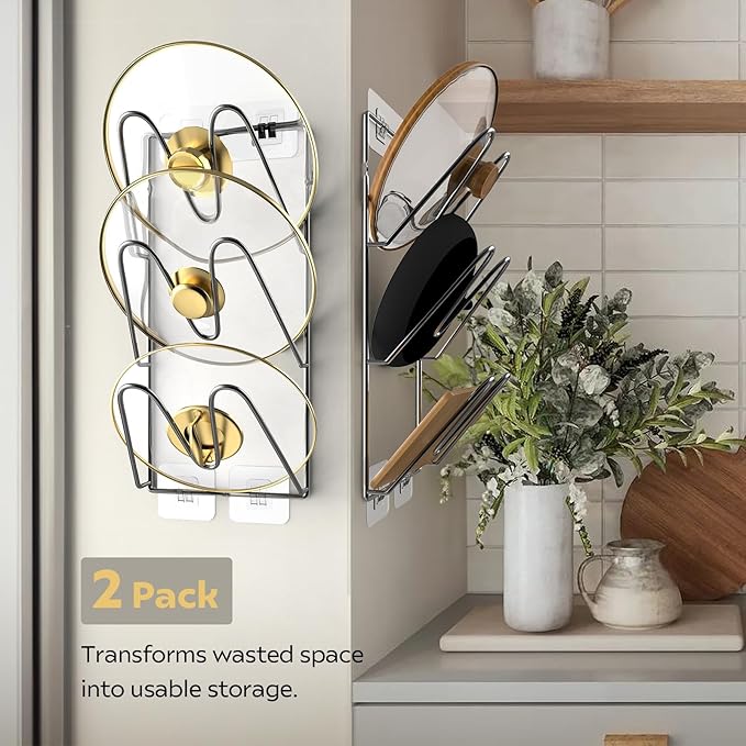 2 Pack Pot Lid Organizer Rack, 6-Tier Pots and Pans Lid Holder Organizer inside - Image 7