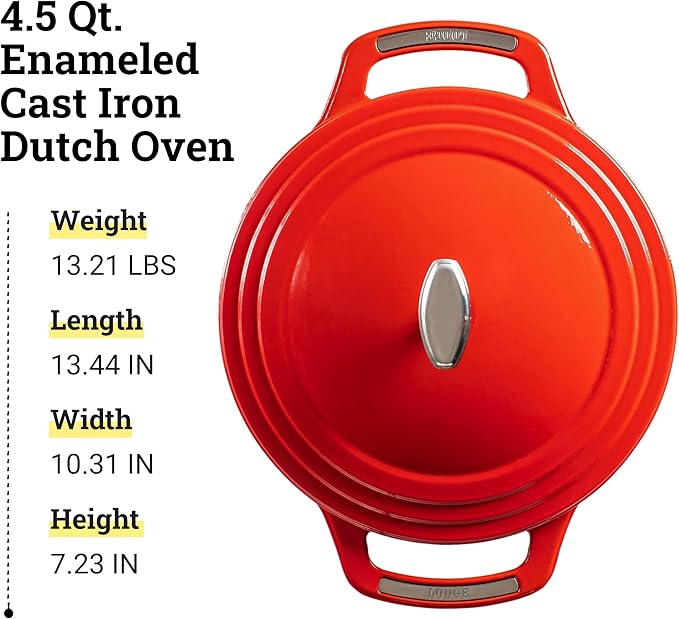 Lodge USA Enamel 4.5 Qt Enameled Cast Iron Dutch Oven - Image 6