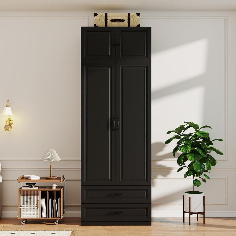 Black Armoire Wardrobe Closet with 2 Drawers: 89" H x 31.5" W
