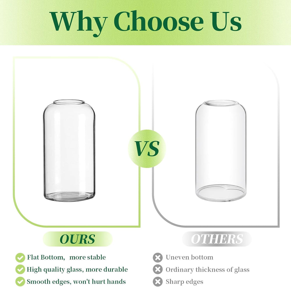 Glass Bud Vases for Flowers - Hewory Blown Modern Small Glass Vases for Cente...