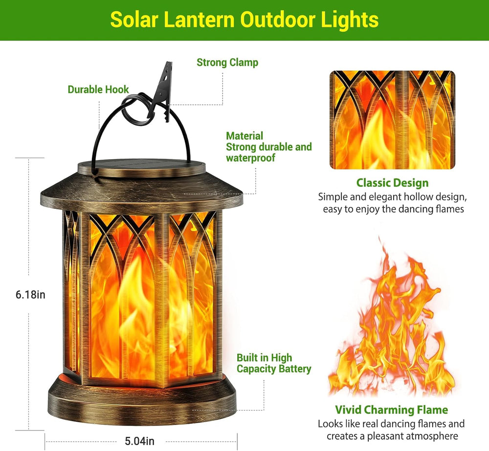 KOOPER 4 Pack Solar Lanterns Outdoor Waterproof, Upgraded Flickering Flame So...