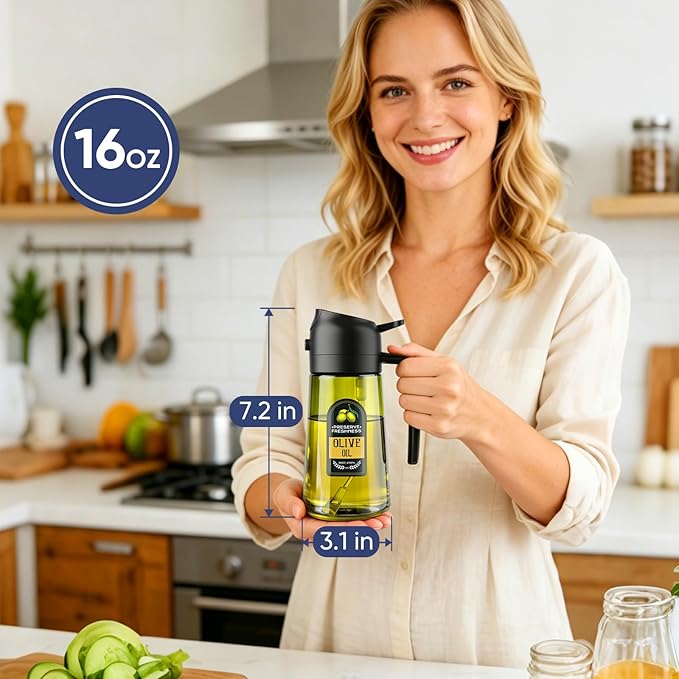 2 in 1 Olive Oil Sprayer for Cooking, 16 Oz Olive Oil Dispenser Bottle for - Image 6