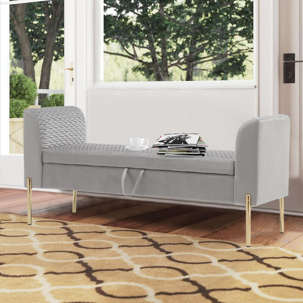 ALISH Storage Bench,Upholstered Storage Ottoman Bench,Modern Bed Bench Entryw...