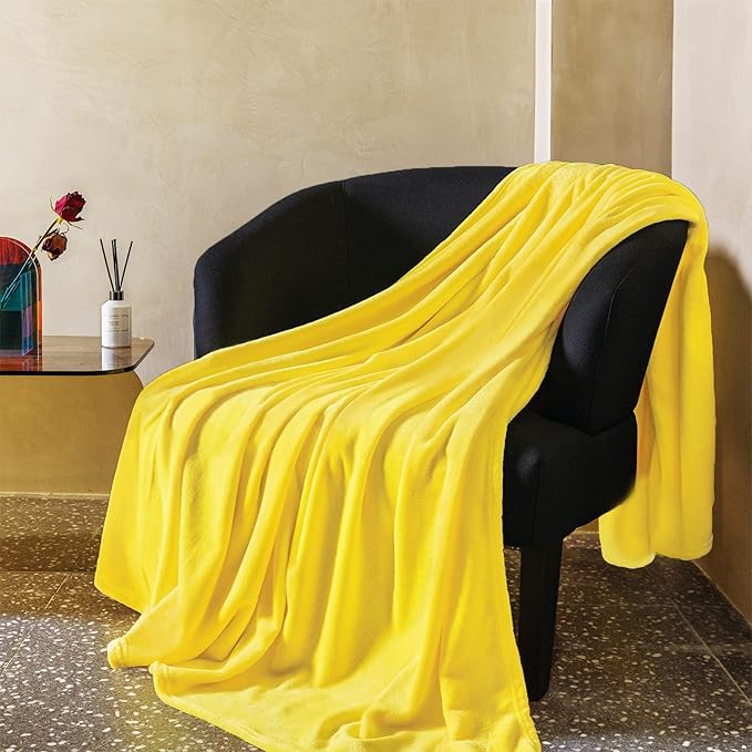 JIAHANNHA Yellow Throw Blanket Fleece Blanket 50"x60", Super Soft Cozy Plush by JIAHANNHA