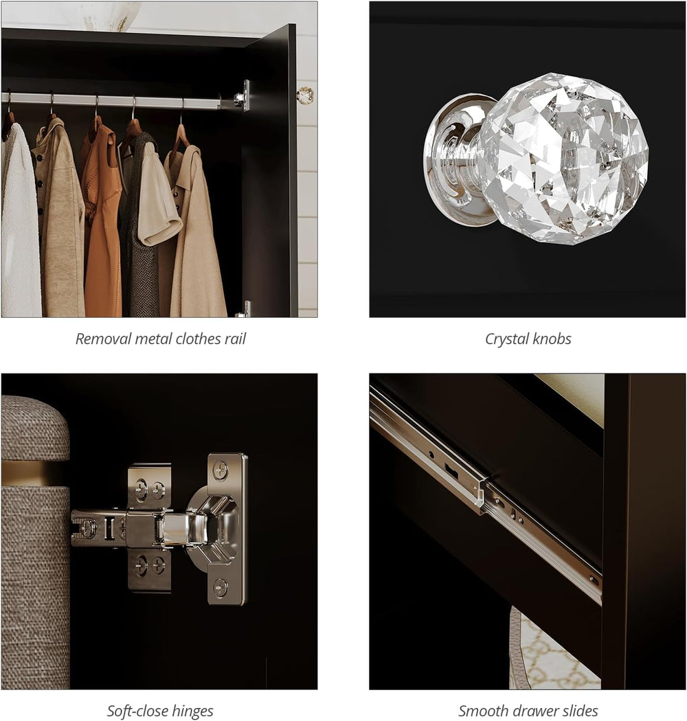 VOWNER 43''H Armoire Wardrobe Closet with 4 Drawers and 2 Doors