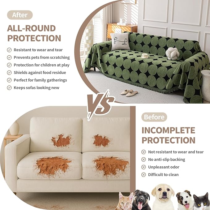Boho Chenille Couch Cover for Dogs, Non Slip Sofa Cover, Couch Slipcover Covers - Image 3