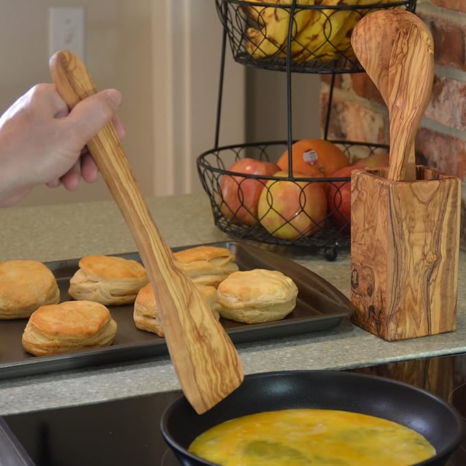 Olive Wood Spatula For Cooking | 12" Large & 3" Wide Flat Wooden Spatula Ideal - Image 9