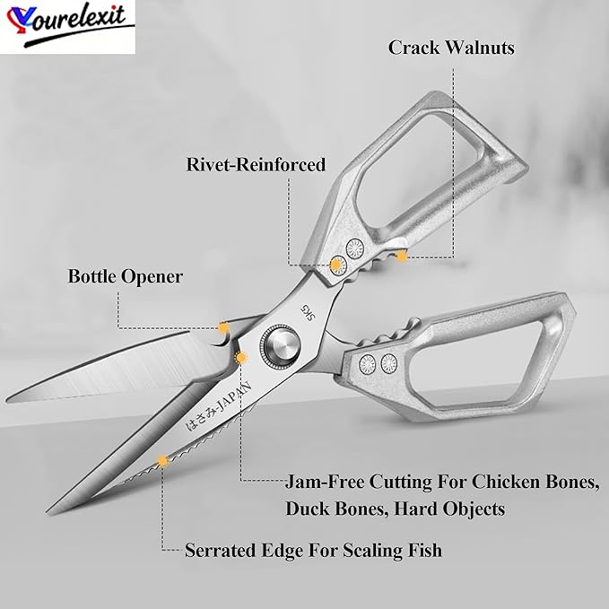 2-Piece Heavy Duty Kitchen Scissors Professional Stainless Steel Meat & Poultry - Image 2