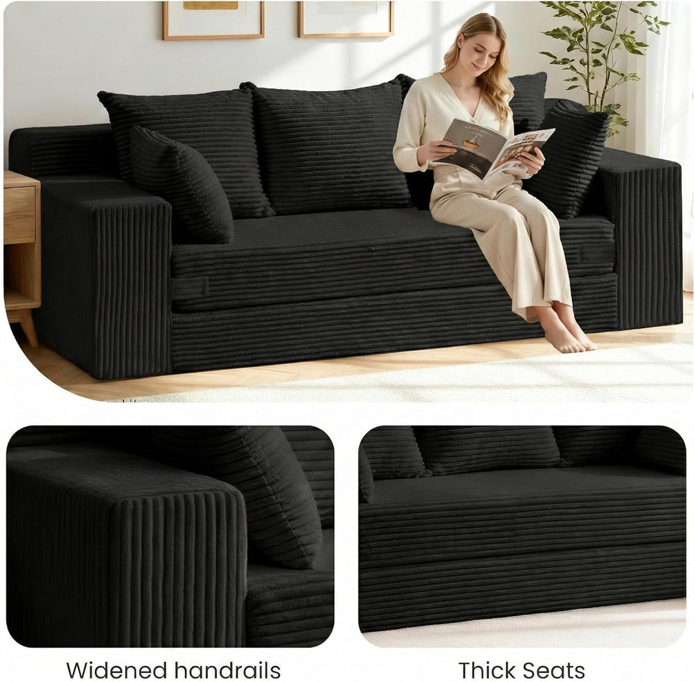 Boneless Couches, 3 Seater Boneless Couch with Futon Couch Corduroy Boneless ...
