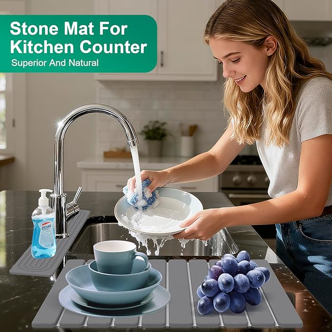 Stone Drying Mat for Kitchen Counter, Diatomaceous Earth Quick Dry Stone Mats
