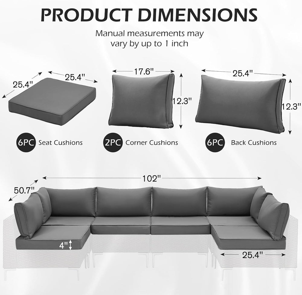 HOMREST 4" Thick Outdoor Replacement Cushions, Water-Resistant Patio Sea...