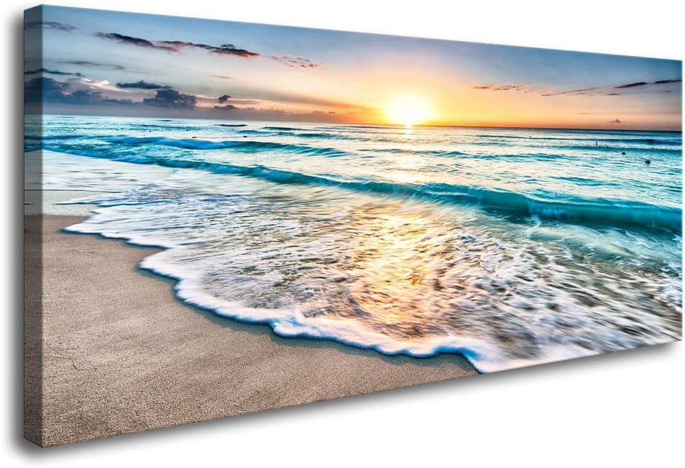 Baisuart S02250 Canvas Prints Wall Art Beach Sunset Ocean Waves Nature Pictur...