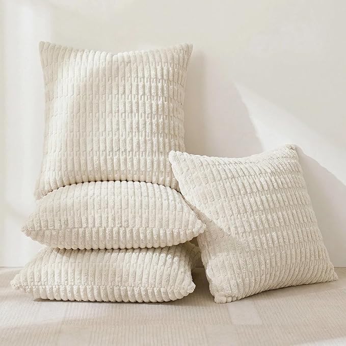 Fancy Homi 4 Packs Boho Cream Decorative Throw Pillow Covers 18x18 Inch - Image 2