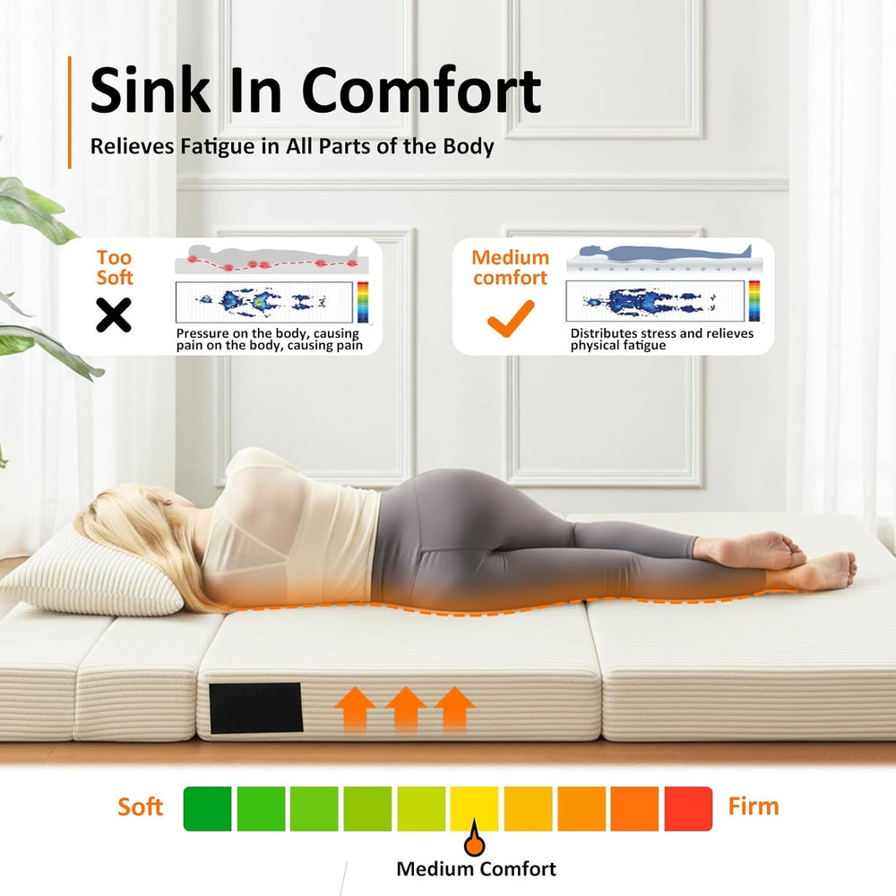 Single Size Folding Sofa Bed - 4 in 1 Convertible Sleeper Chair - High Densit...
