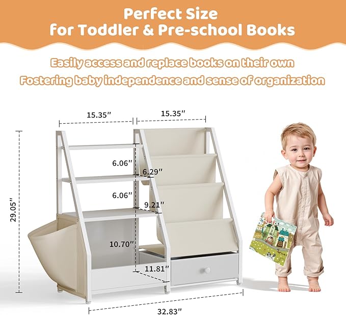 HAVLOTII Kids Bookshelf and Toy Storage - Image 2