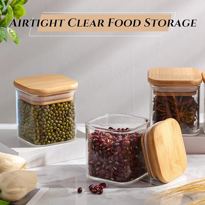 Nuenen Set of 24 Airtight Square Spice Containers 4 oz Glass Spice Jars - Image 5