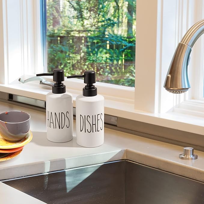 FE Dish Soap Dispenser for Kitchen, 10oz Ceramic Soap Dispenserr for Bathroom - Image 5