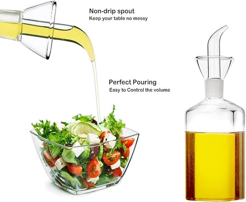 8 ounce/240 ml No Funnel Needed Olive Oil & Vinegar Dispenser Glass Cruet - Image 2