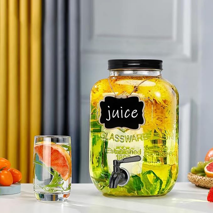 1-Gallon Drink Dispenser, Accguan Glass Water Dispenser