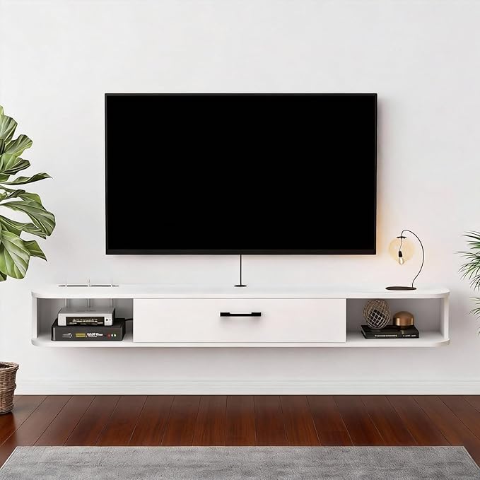 Floating TV Unit, 47'' Wall Mounted TV Cabinet, Floating Shelves with...