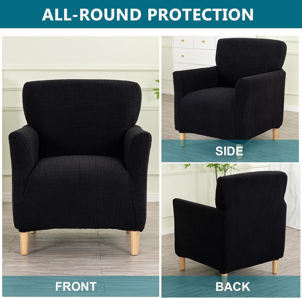KRFOONN Chair Covers with Arms Armchair Slipcover for Living Room,2PC,Black