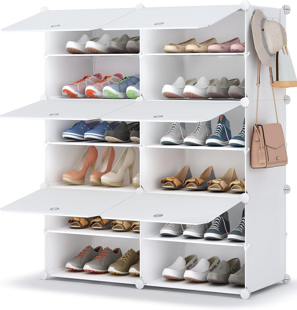 HOMIDEC Shoe Rack, 6 Tier Shoe Storage Cabinet 24 Pair Plastic Shoe Shelves O...