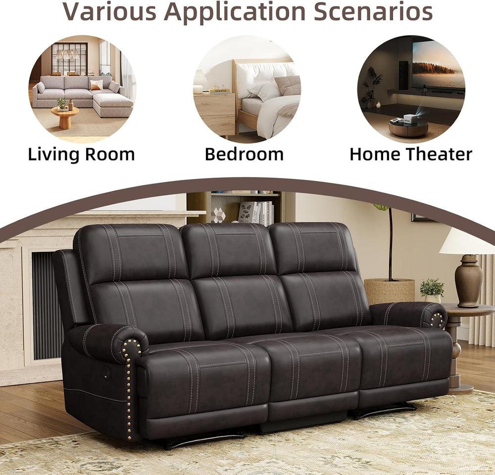 Faux Leather Electric Reclining Sofa Set, Power Recliner Four Seats Sofa Set,...