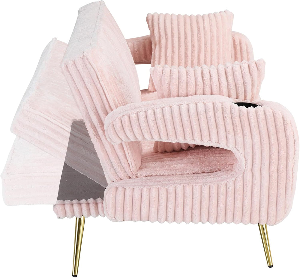 74" Modern Corduroy Sofa Bed Futon,Convertible Sleeper Bed Couch with Du...