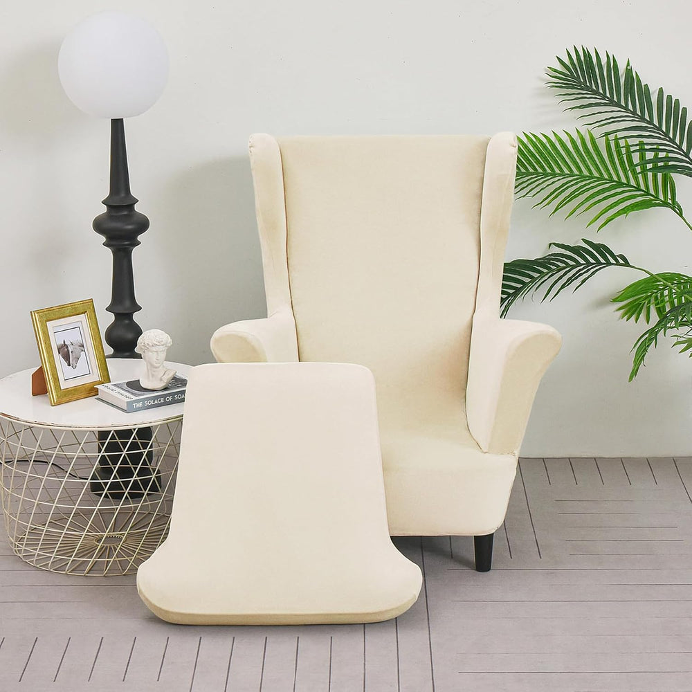 Wing Chair Slipcovers, 2 Piece Stretch Wingback Chair Cover Soft Velvet Armch...