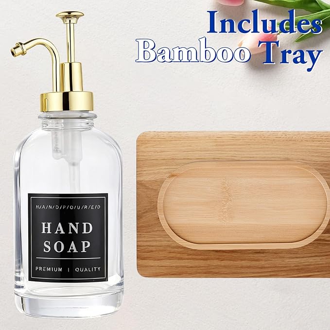 Glass Soap Dispenser with Pump, Countertop Soap and Lotion Dispenser Set of 2 - Image 5