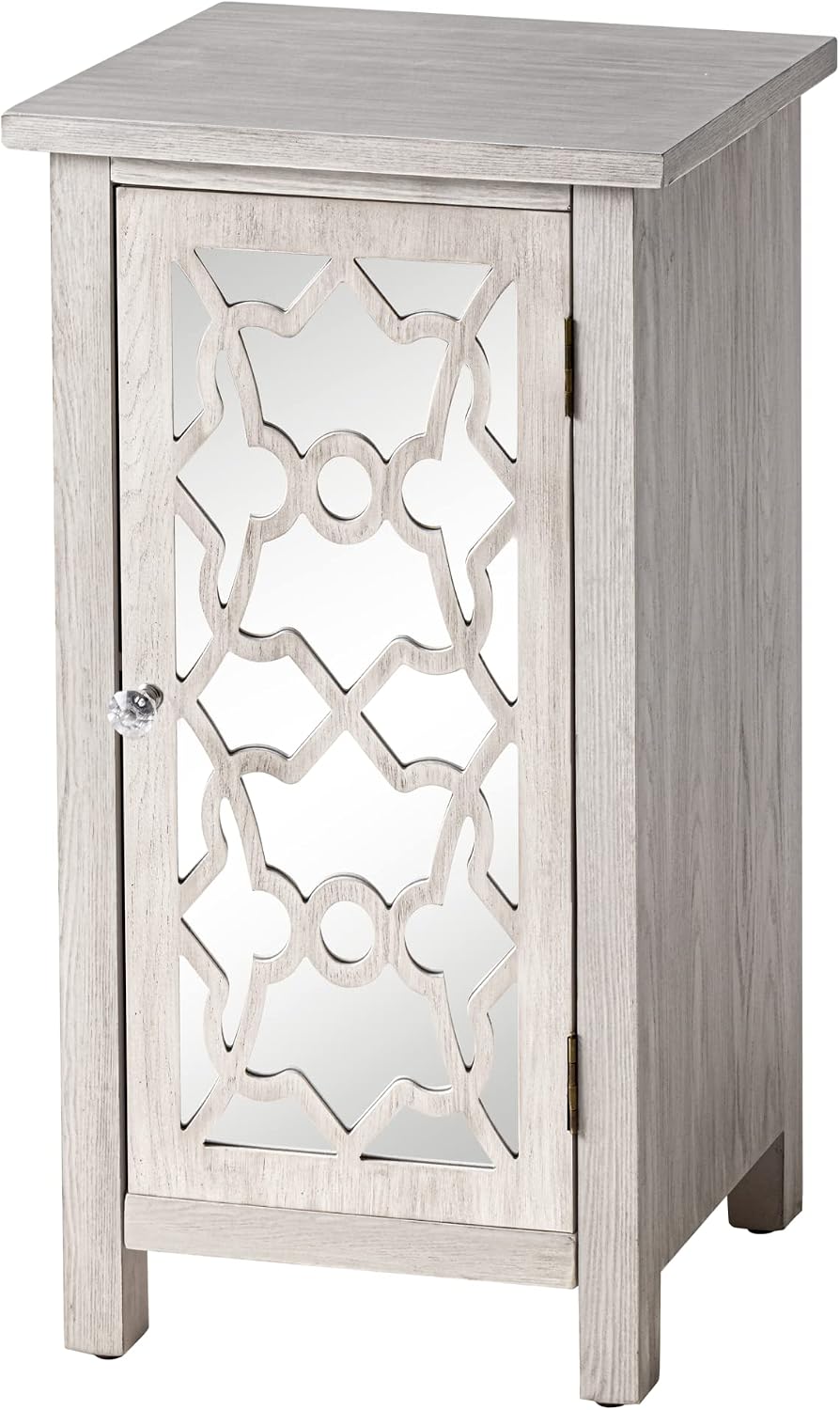 COZAYH Modern Farmhouse Nightstand with Mirror Front and 2 Shelves, Retro Tal...