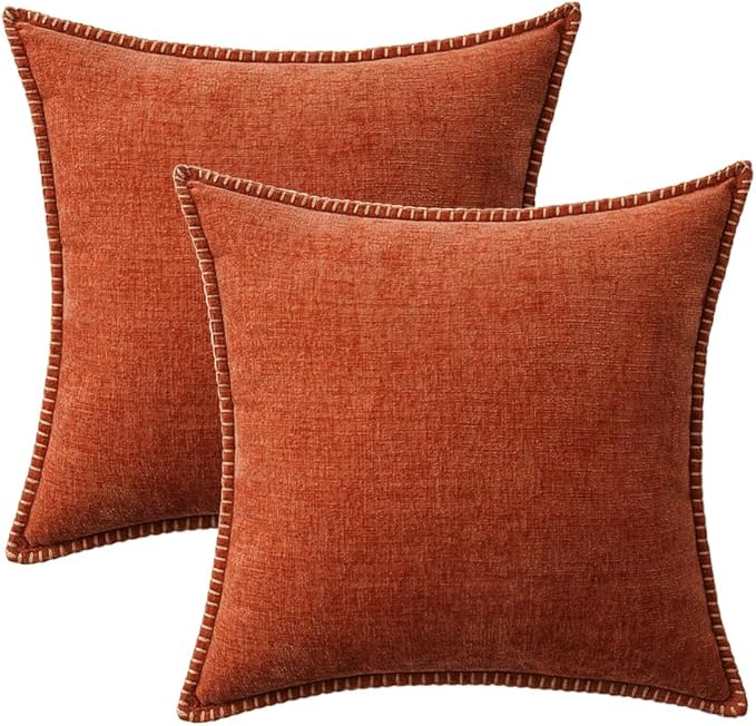 MIULEE Pack of 2 Couch Throw Pillow Covers 20x20 Inch Rust Farmhouse Decorative - Image 5